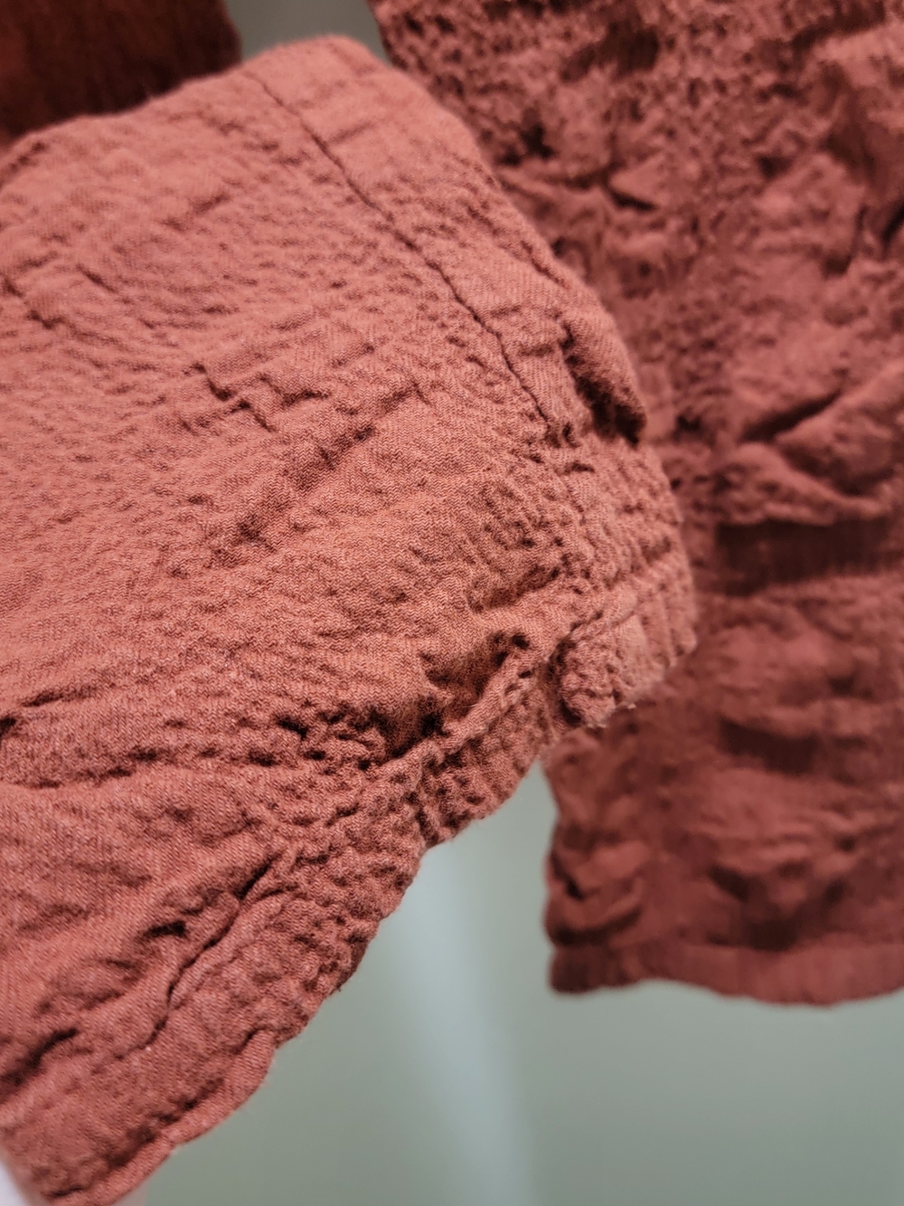 Hatch Rust Red Cotton Textured Drawstring Pants - Picture 3 of 6